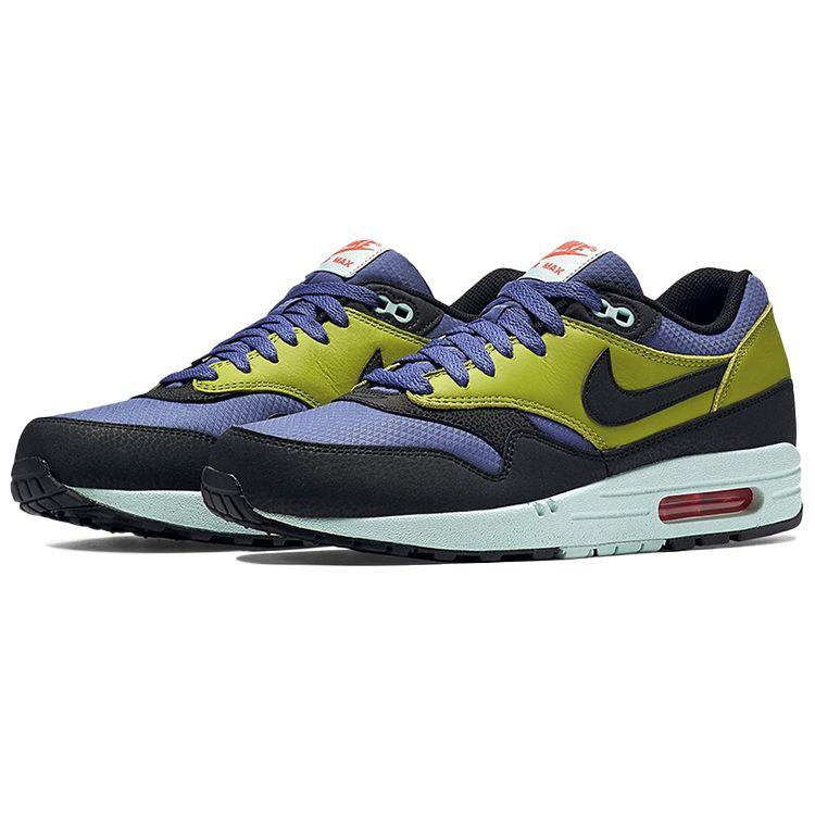 Nike Air Max 1 Comfortable Breathable Leather Low Top Running Shoes Men Sneaker Yellow Purple 537383-403