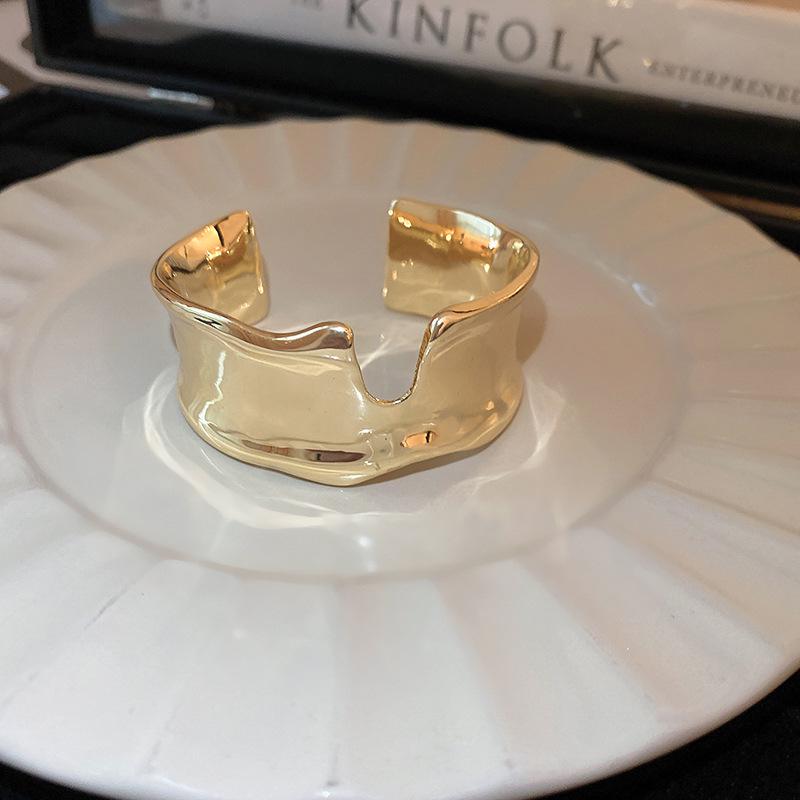 Minimalist Double-Layer Hollow Armlet: European & American Style, Exaggerated & Fashionable High-End Bracelet
