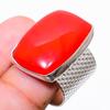Italian Red Coral Gemstone 925 Sterling Silver Jewelry Ring Size 7.5 Q502