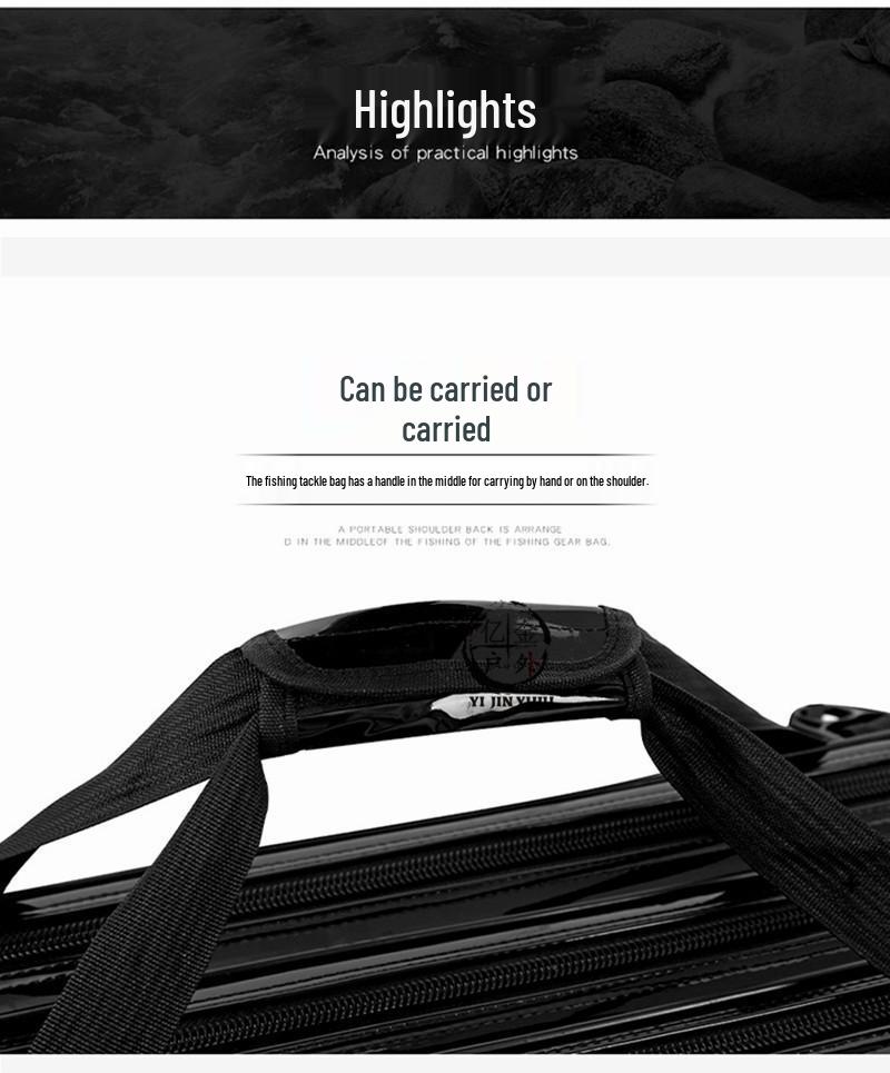 Waterproof Leather Fishing Rod Bag with Stand, Large Capacity, 2-3 Layer Hard Shell for Outdoor Use