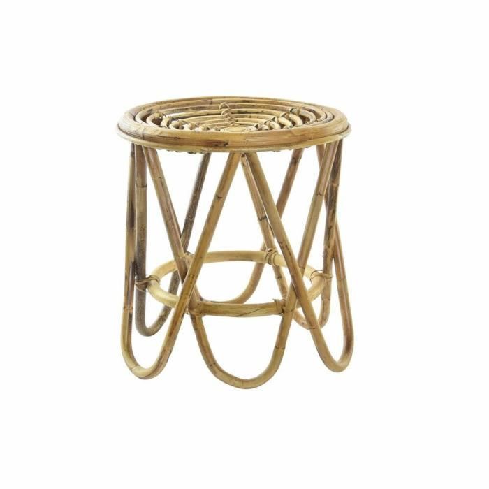 Table D'appoint - Marron - Rotin Tropical - 38 X 38 X 41,7 Cm - Petit Meuble Complément - Salon