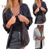 Spring Autumn Women Jacket Sequin Decor Slim Fit Open Stitch Mid Length Long Sleeves Pure Color Club Party Daily Wear Coat