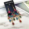 Vintage court gem set earrings long temperament bohemian earrings niche earrings women