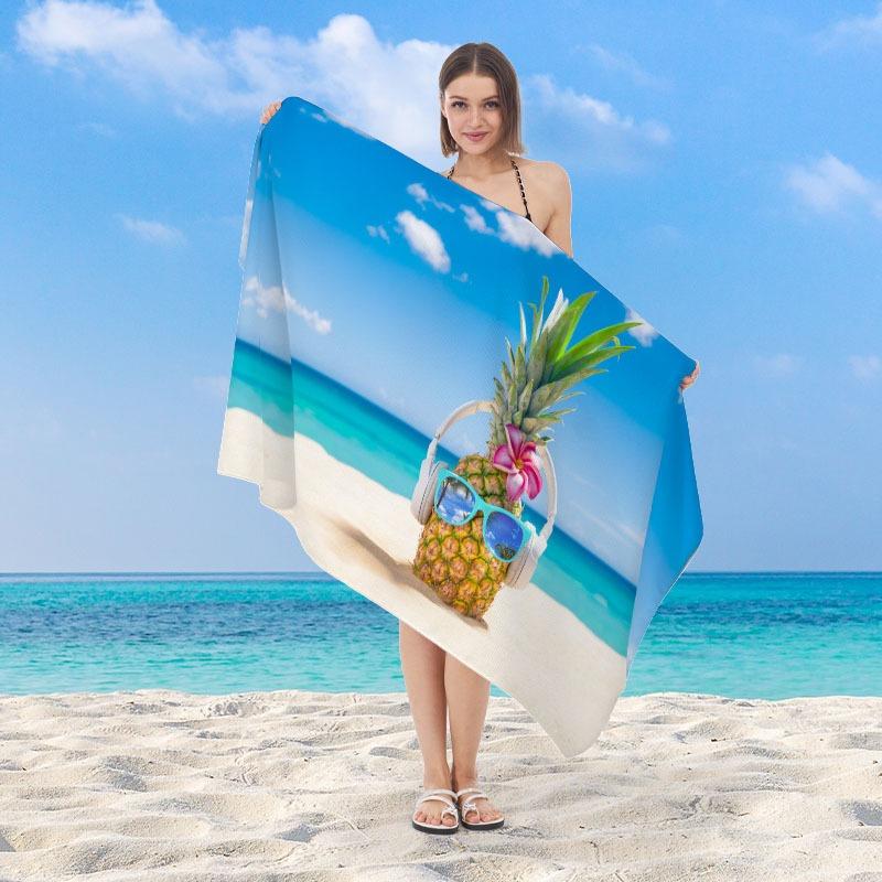 Tropical Sunset Palm Tree Polyester Beach Towel Quick Dry Sand Free Bath Towel For Summer Vacation Swim Pool Seaside Surf