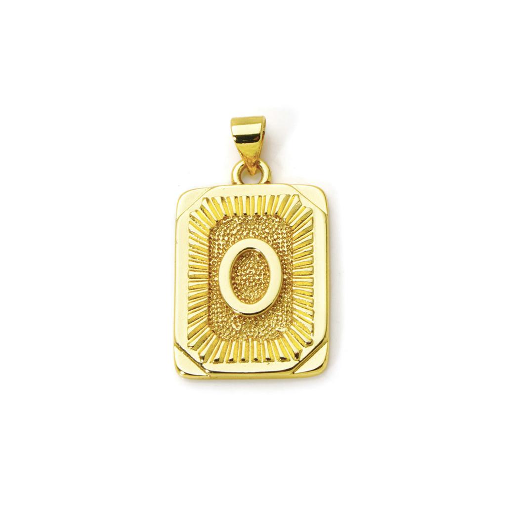2pcs Letter Brass Charm Pendant 18K Gold Plated Rectangle " A-Z "Pendants For DIY Making Necklace Jewelry Findings 27mm X 16mm