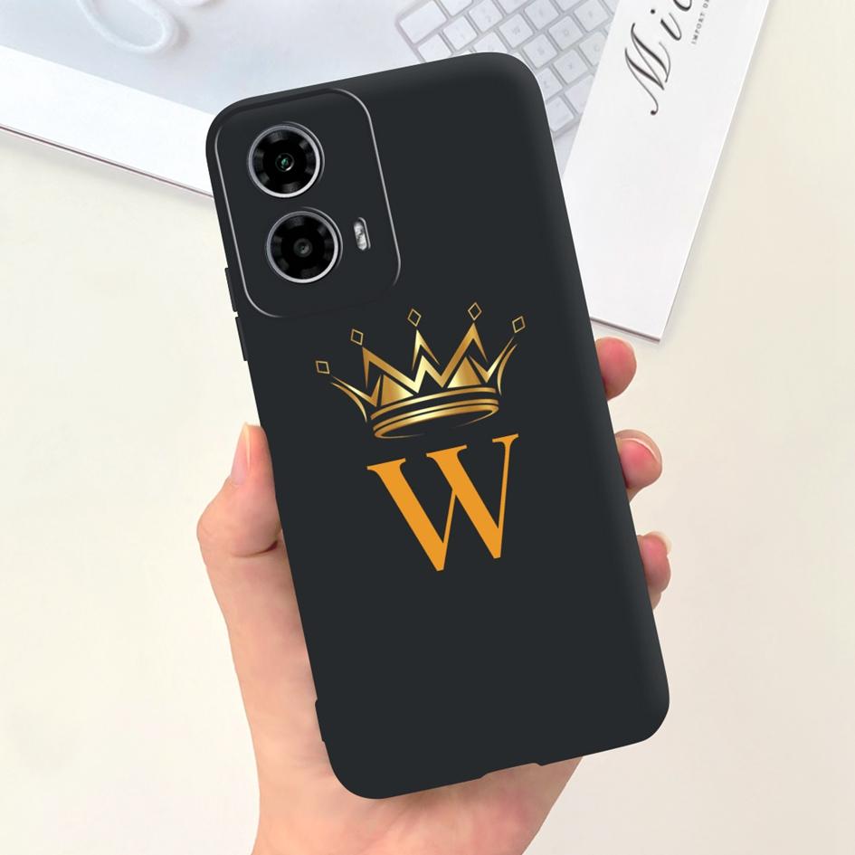 For Motorola Moto G24 Case 2024 New Fashion Crown Letters Soft Black Silicone Back Cover For Moto G34 G 24 Power XT2423-1 Fundas