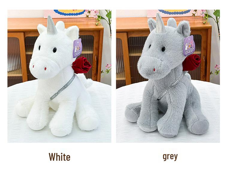 Cross-border Rose Unicorn Plush Toy - Cute Simulation Doll Gift for Girls