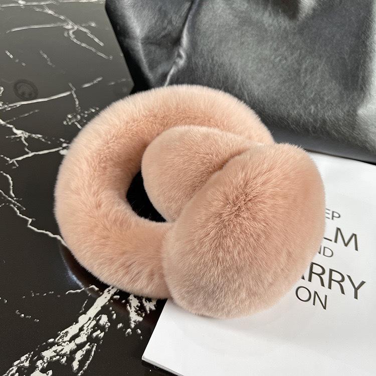 Foldable Plush Winter Earmuffs with Thick Rex Rabbit Fur - Cute Internet Celebrity Style