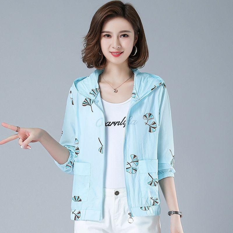 Summer Long-sleeve Sun Protection Print Coat with Breathable