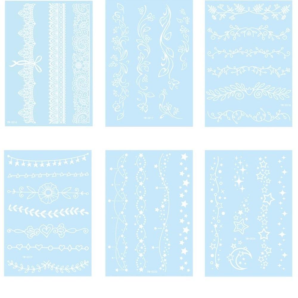 6 Sheets Lasting Mandala Temporary Tattoos Glow In the Dark Lace Fake Tattoos  Arm