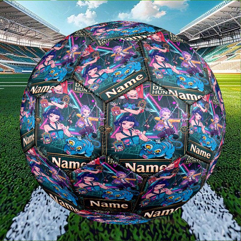 Custom Name Personalized Kpop Demon Hunter Print Size 5 Soccer Ball Training & Match Football, for Team, Kicking, Gift for Football Enthusiasts