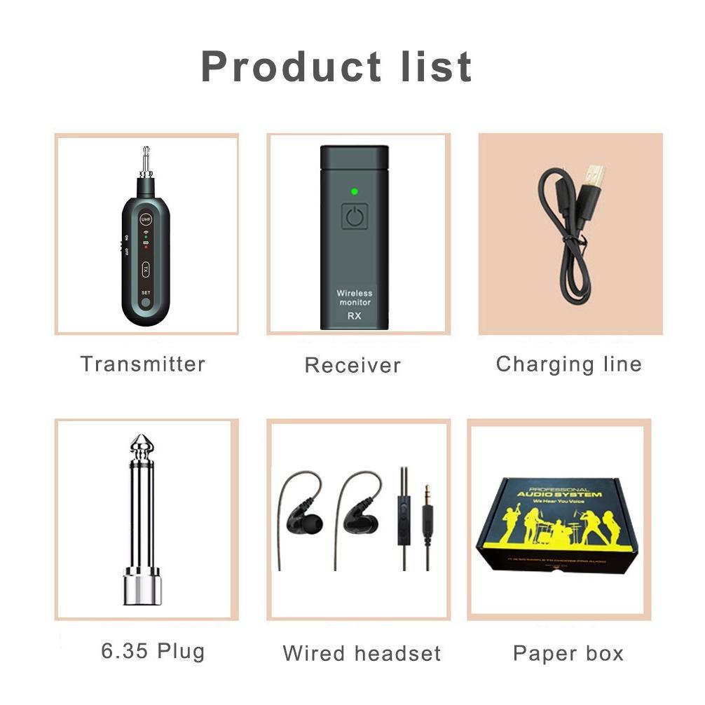 Wireless In Ear Monitor System IEM UHF Mono Transmitter Receiver Low Latency for Studio Band Live Performance