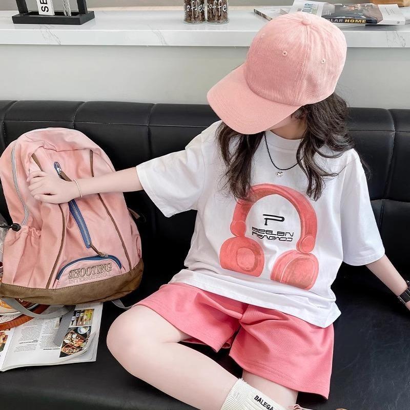 Summer Girls T-Shirts Sets KShort Sleeve Tops+Shorts 2Pcs Children Clothes Outfits Teen Loose Casual Suits Sportsuitids