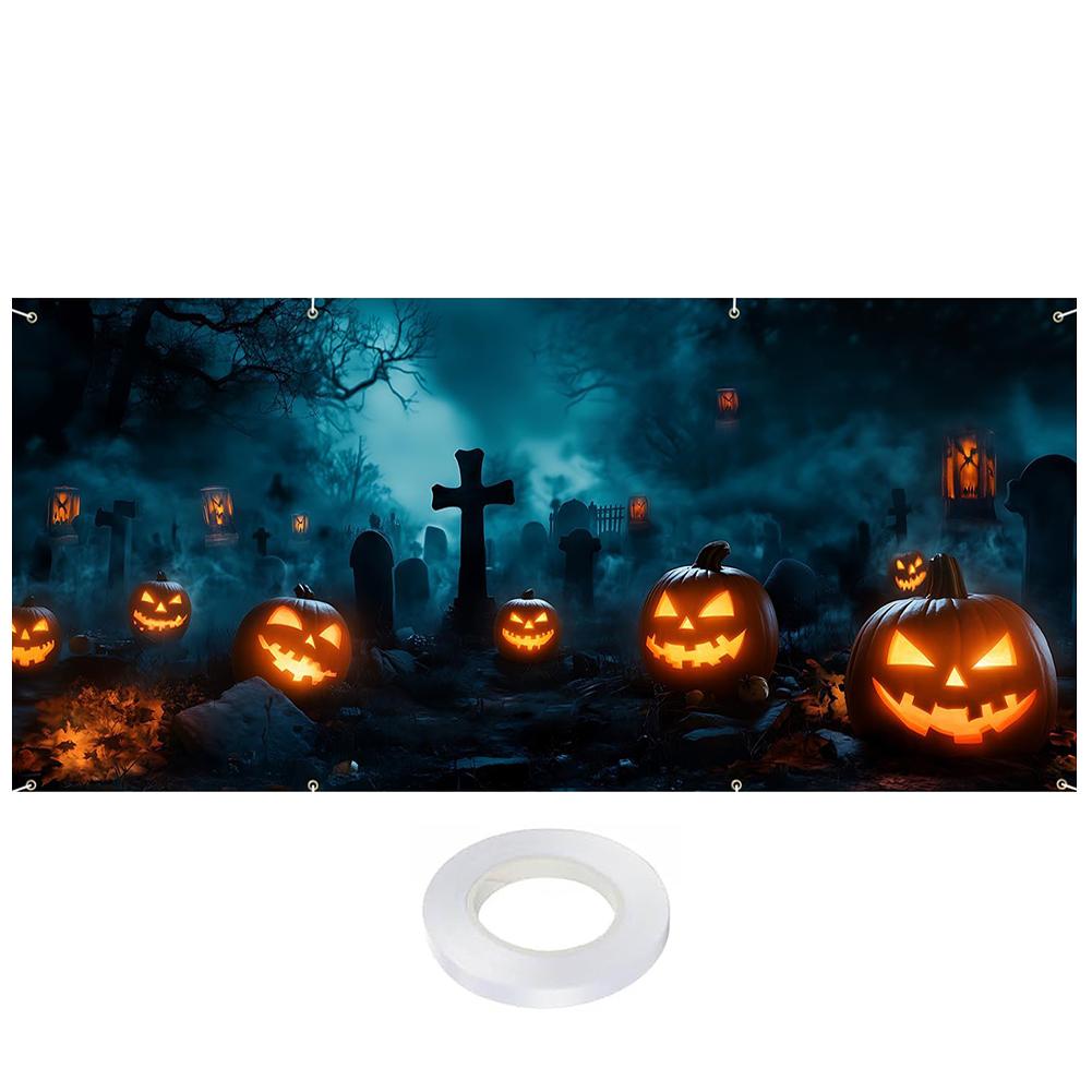 13x6ft Pumpkin Halloween Garage Door Decorations Large Hanging Backdrop Door Cover for Outdoor Parties & Photography Background