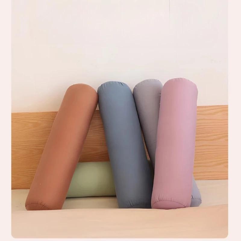 Soild color Cotton Cylindrical Cushion Bed Waist Cushion Long Comfortable Pillow Neck Bolster Pillow Roll Headrest Removable