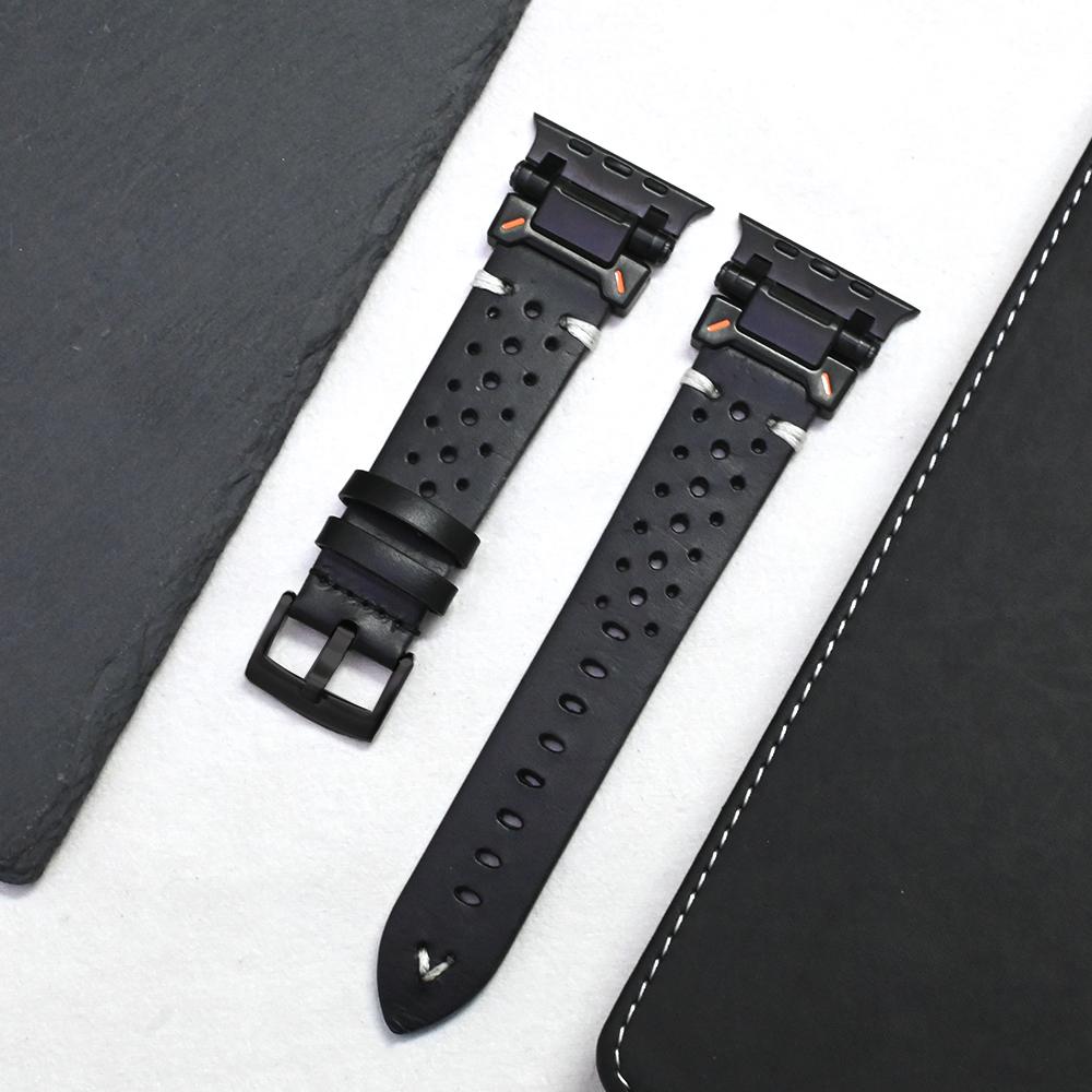 

Кожаный ремешок для Apple Watch Ultra 49 мм 45 мм 44 мм 46 мм Ремень для IWatch Серии 10 9 8 7 6 5 4 Se Мужской Роскошный Наручный Браслет For Apple Watch 46mm