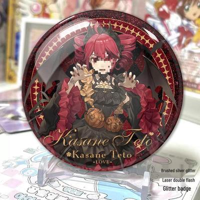 Two-dimensional Kasane TETO Halloween Silver Glitter Button Badge & Acrylic Stand Fan-made Brooch Gift