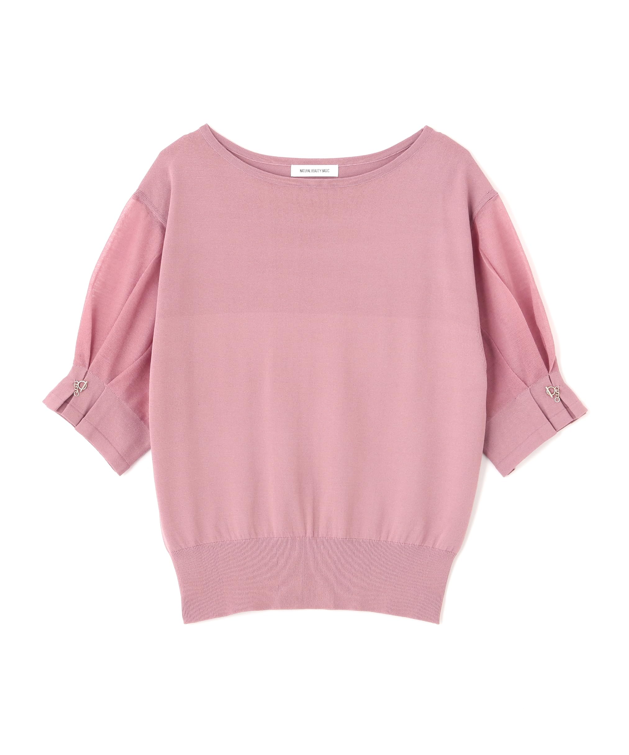 

Natural Beauty Basic Ring Chain Sheer Sleeve Knit Pink Women s Sweater,