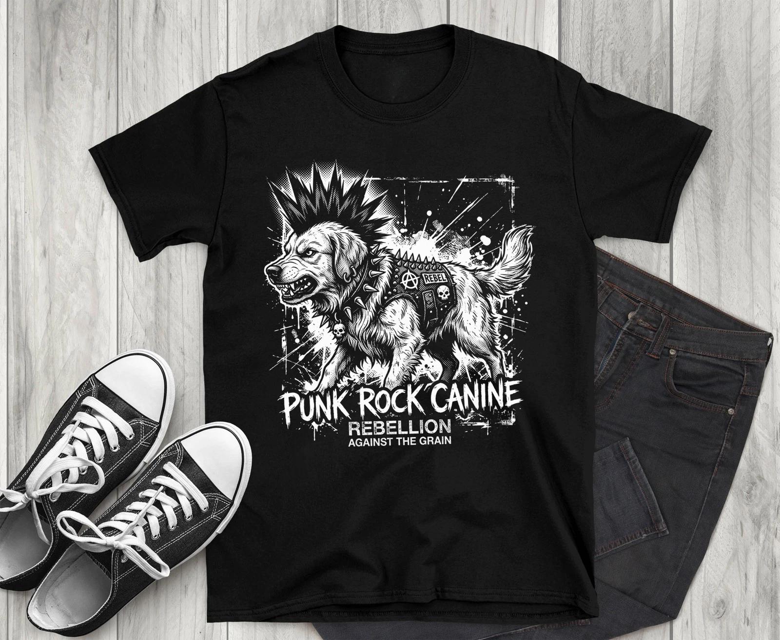 Punk Rock Canine T-Shirt, Rebel Dog Graphic Tee, Grunge Animal Lover S