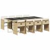 Vidaxl 9-Cz. Garden Furniture Set With Cushions, Beige, Poly Rattan