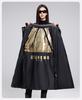 2026 Unisex Black Gold Hooded Knee-Length Cotton Winter Coat
