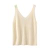 Women’s V-Neck Cashmere Camisole Sweater - Fitted, Sleeveless with Elegant Back Design for Autumn & Winter