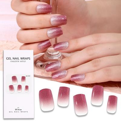 Nuevas pegatinas de manicura de gel flash con polvo de cebolla degradado, pegamento para esmalte de uñas, pegatinas de uñas de gel semicurado