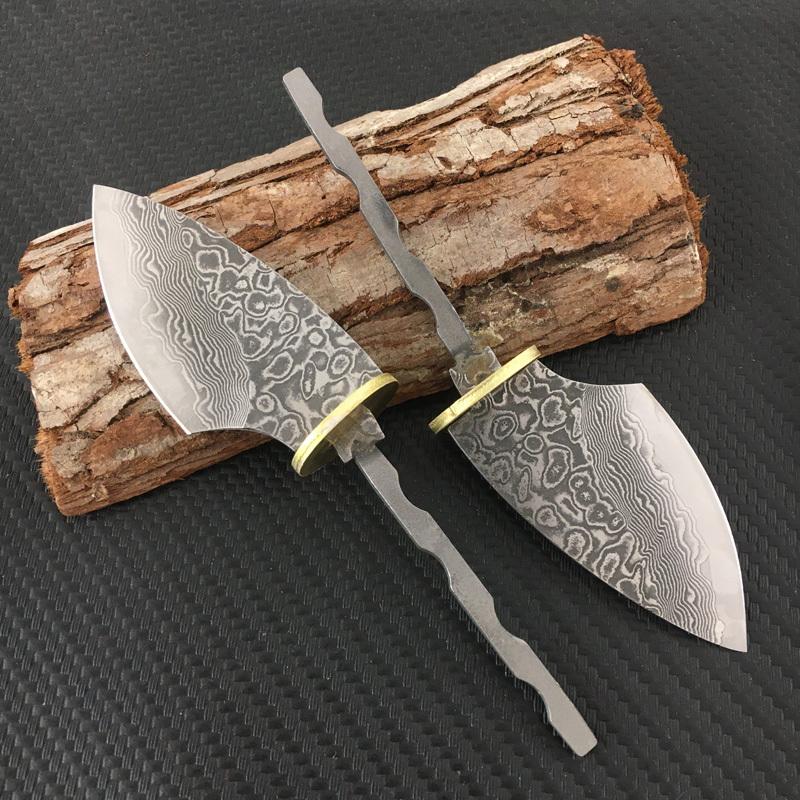 Rosette Damascus Steel Fixed Blade Blanks - Sharp Knife Blanks for Household DIY, Tool Parts & Diy Knife Accessories
