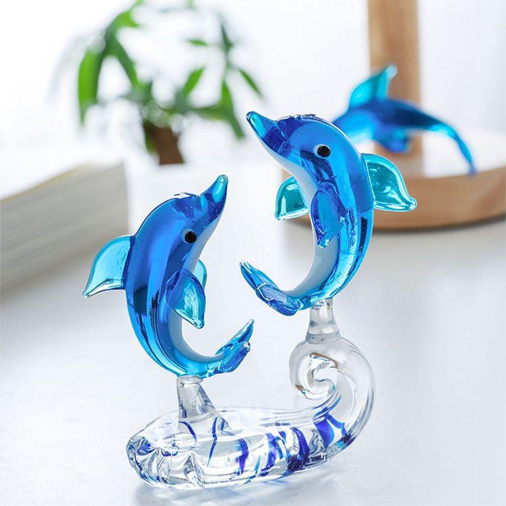Cute Dolphin Ornament Glass Dolphin Decor Ocean Theme Dolphin Figurine Home