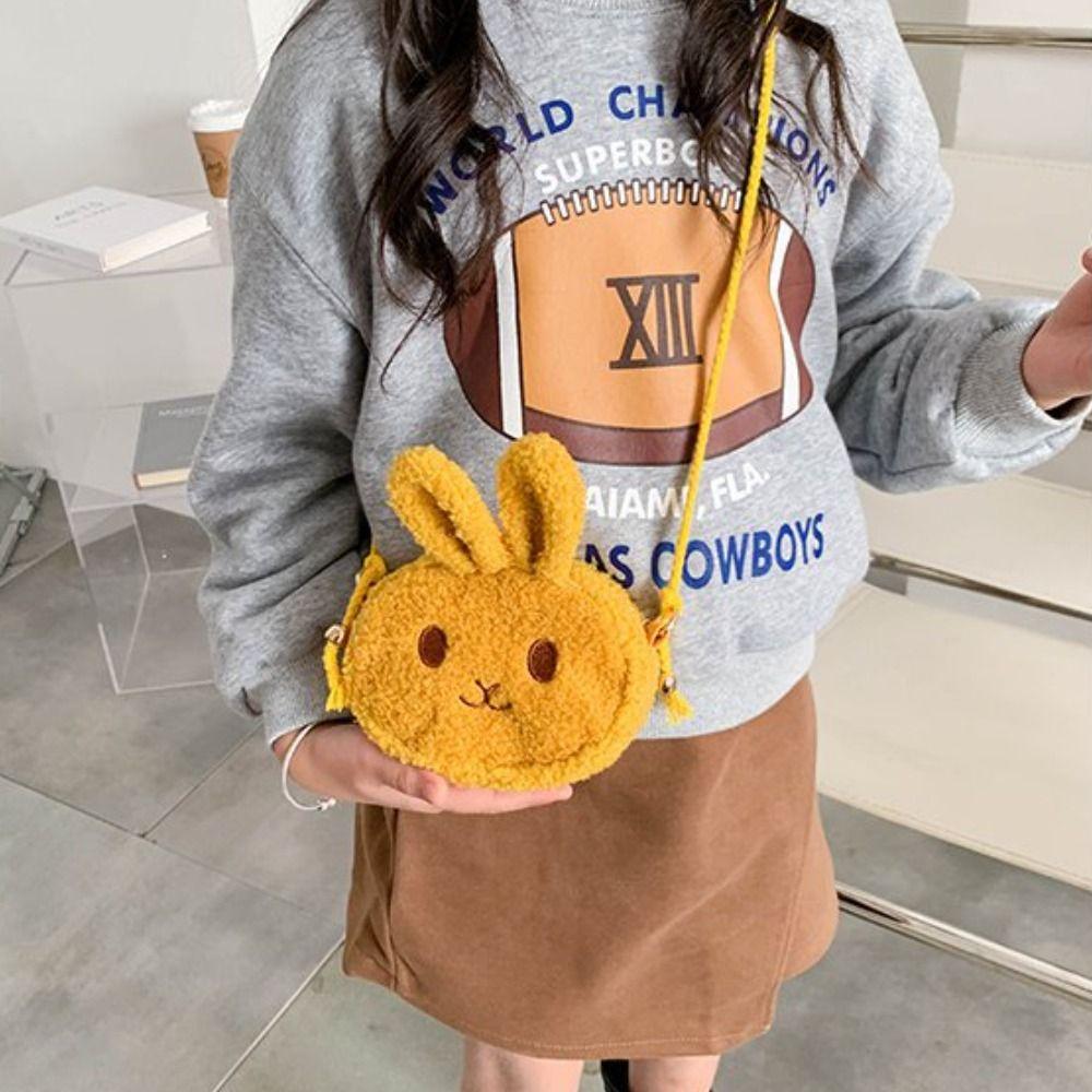 Kids Purses New Year Gift Plush Handbag Rabbit Shoulder Bag Messenger Bag Crossbody Bag Coins Bag