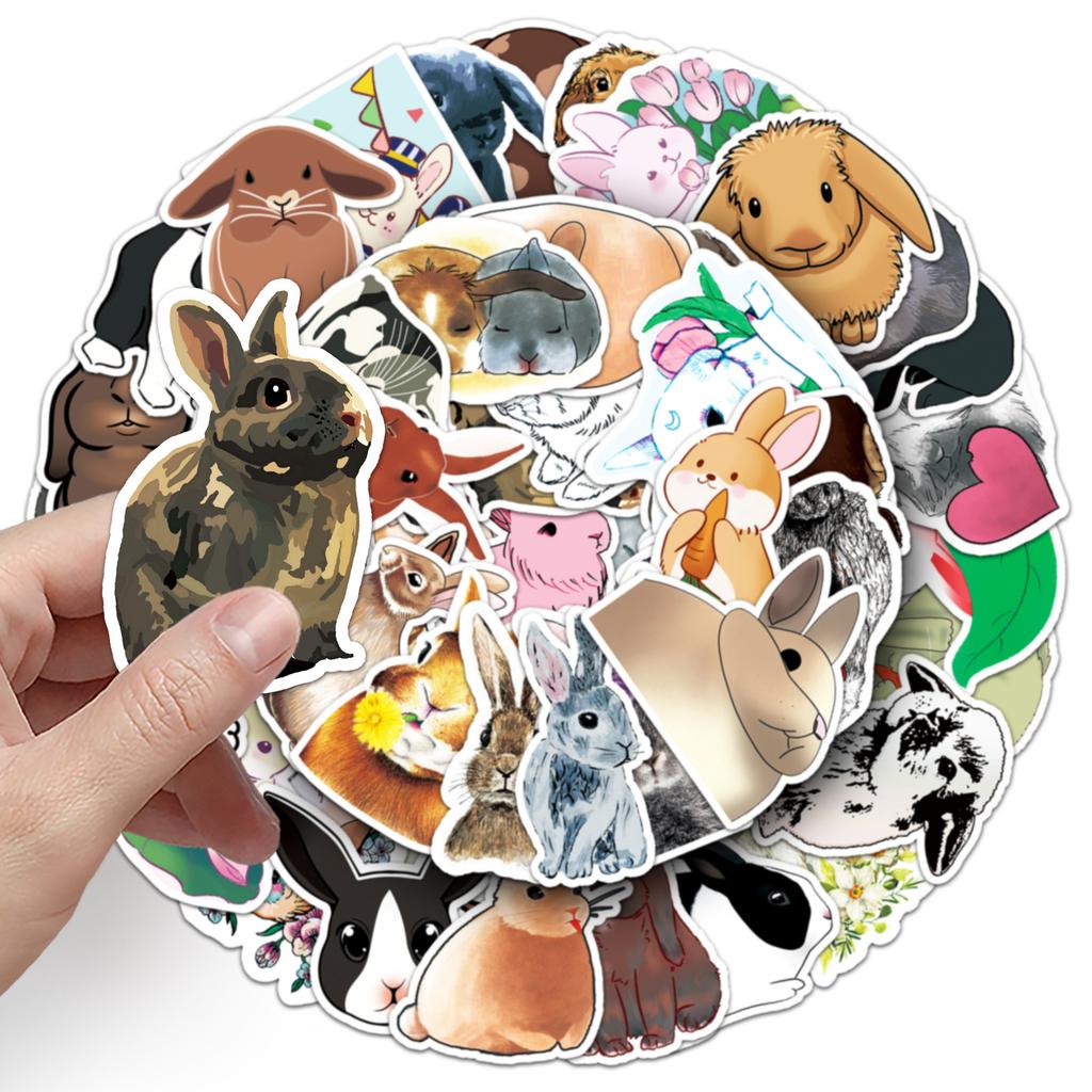 50 Cute Rabbit Cartoon Ins Style Children's Creative DIY Suitcase Scooter Car Refrigerator Decoration Stickers