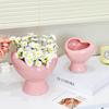 European-style Ceramic Heart-shaped Vase Creative Hydroponic Simulation Flower Arrangement Container for Room Heart-shaped Vase