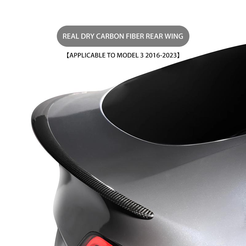Car Rear Trunk Lip Spoiler Wing Real Dry Carbon Fiber Decoration For Tesla Model 3 Model3 2017- Exterior Tuning Accessories
