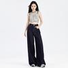 Women's Dark Blue Wide-Leg Floor-Length Jeans - Summer 2025 Collection