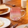 Glass Coffee Cups Gradient Water Bottle Jar with 3D Heart 400ml Glass Coffee Cup for Travel Christmas Kitchen Bar Latte House