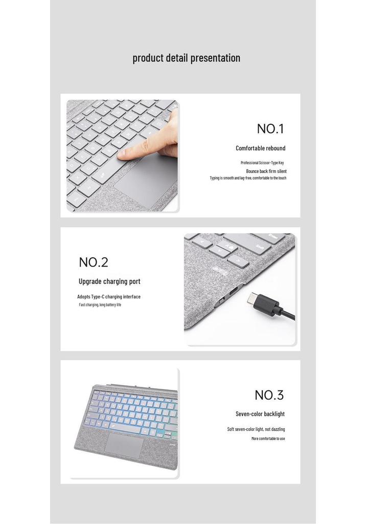 Bluetooth Magnetic Keyboard Case for Microsoft Surface Pro 8/9/10/11 Tablets