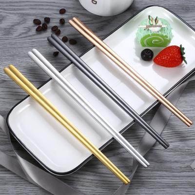 Korean Style Flat Chopsticks Gold/Silver/Black 304 Stainless Steel Mirror Polished Chopsticks Household Tableware