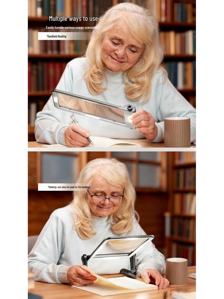 Handheld LED Magnifying Glass with 5X Lens for Seniors' Reading and Repairs