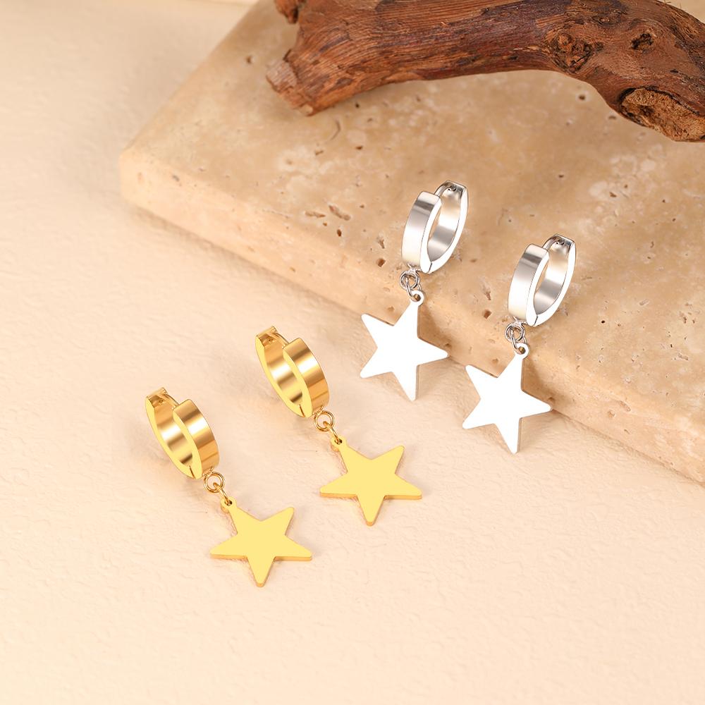 Stainless Ssteel Earrings 2023 New Design Exquisite Star Pendant Fashion Trendy Dangle Earrings For Men Zircon Best Friend Gift