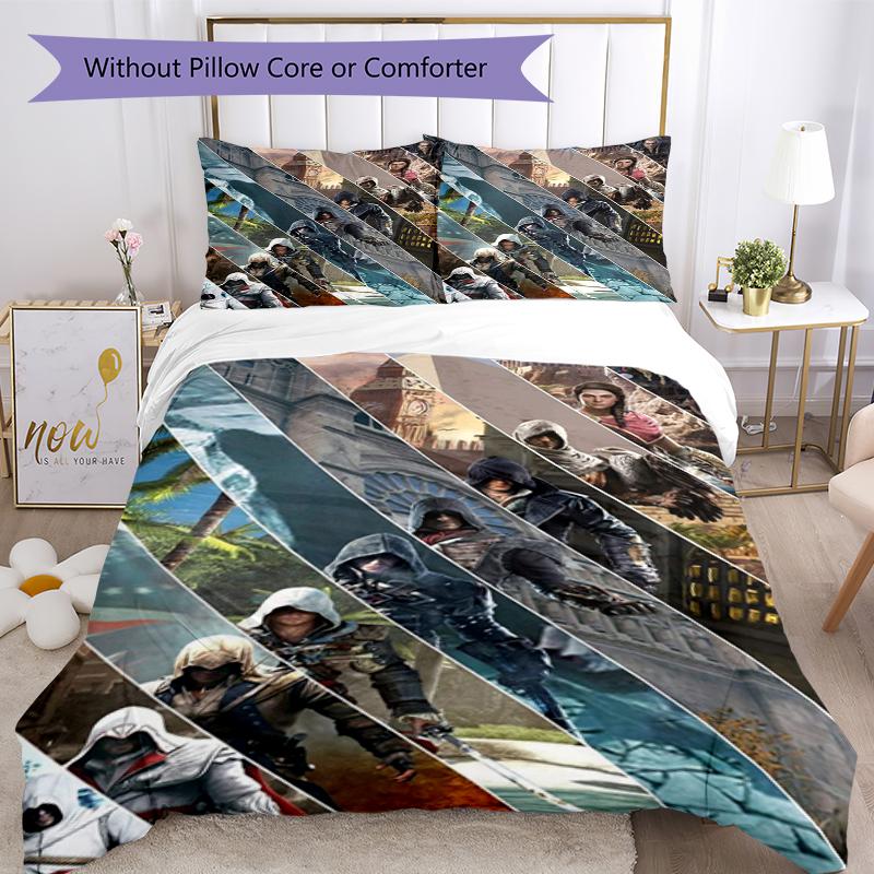 Juego de Ropa de Cama de 3 Piezas Assassin's Creed Cierre de Funda Nórdica Incluye 1 Funda Nórdica y 2 Fundas de Almohada, Suave y Cómodo para Todas las Estaciones.