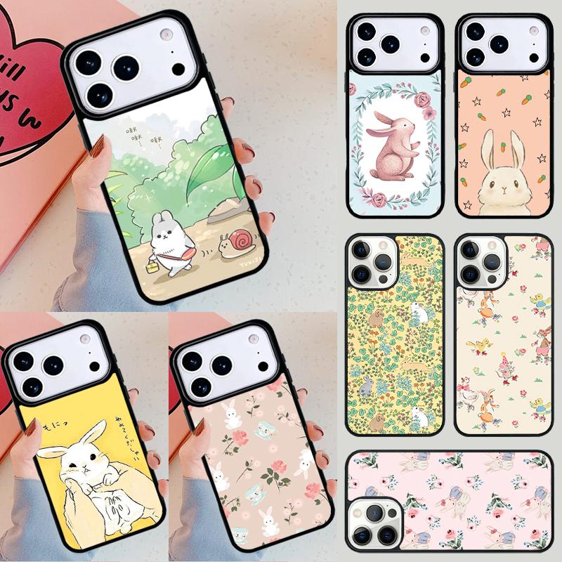 Cute Bunny Rabbit Phone Case For Apple iPhone 17 Air 16E 15 14 Plus 13 12 11 Pro Max Mini Funda Cover