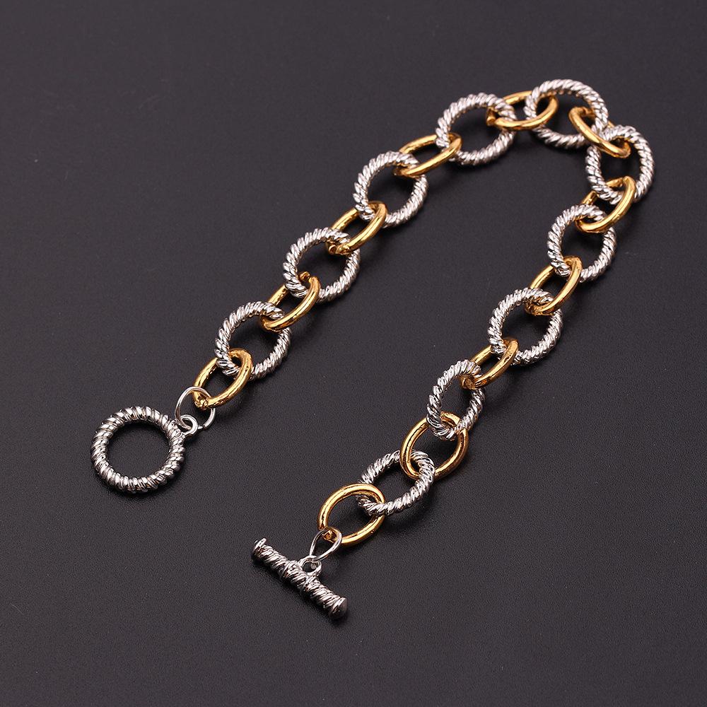Link Bracelet for Women 2 Tone Circles Chain Silver and Gold Wire Cable Bangle Designer Inspired Bracelets Gift Jewelry