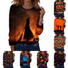 Women's Halloween Printed Pullover Sweatshirt Long Sleeve Crew Neck Casual Top for Fall and Winter Seasonal Wear