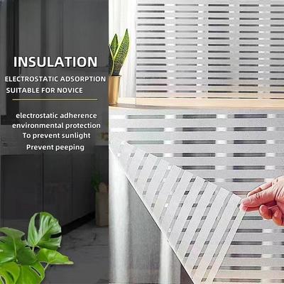 Horizontal Stripesd Glass Window Film Privacy Frosted Glass Window Sticker Translucent Opaque Sticker Suitable for Kitchen Offices and Other Scenes