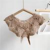 Sweet Solid Color Crochet Detachable Collar Korean Style with Knot Design Leaf Pattern Shawl Hollowed-out Thin Shawl Summer