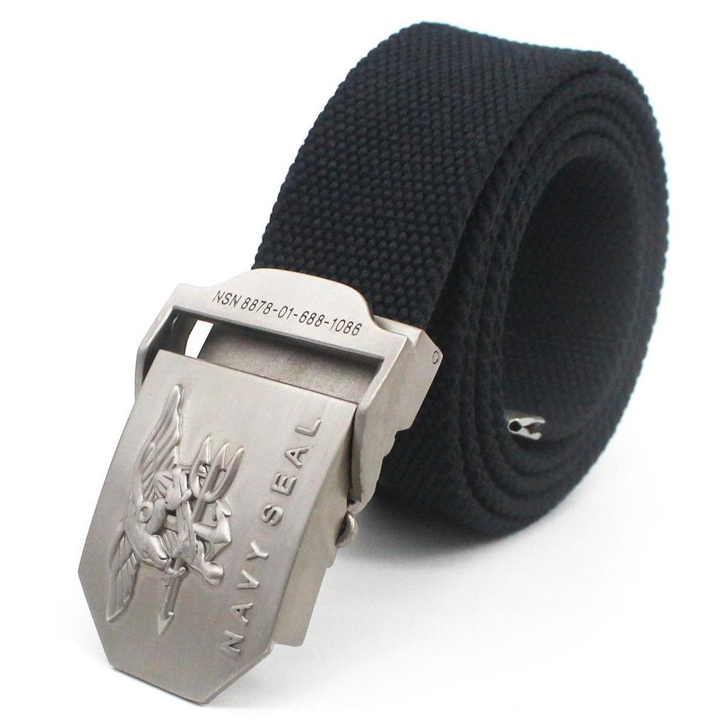 Men's Extra Thick Canvas Woven Belt, Polyester-Cotton Blend, Casual Style