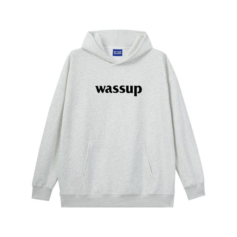

Wassup Heods Heavy Letter Print Hoodie for Men and Women, Autumn and Winter Off-White Loose Casual Couple Tops and Jackets Off-White Gray 3XL