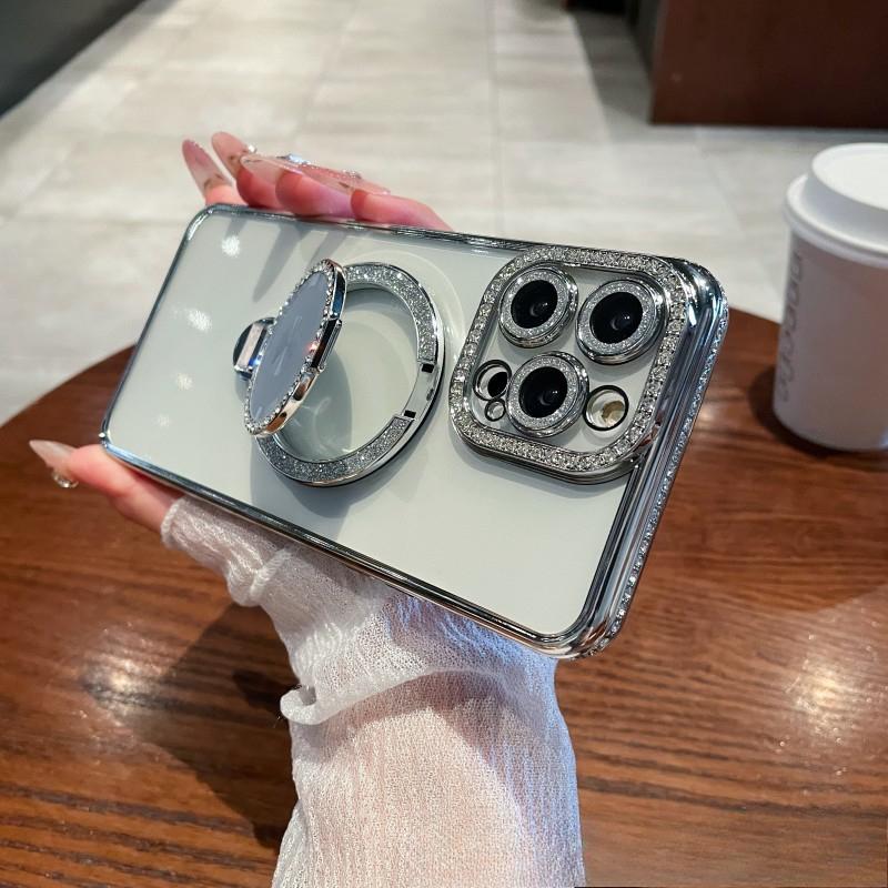 

Пленка для линз с блестками, подходит для чехла для мобильного телефона iPhone 16, стразы, магнитный кронштейн, зеркало, чехол с боковой сверловкой для Apple 15 iPhone 11pro