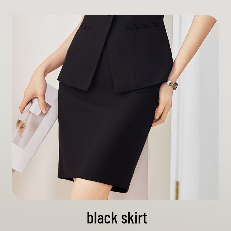 Professional Women's Short-Sleeved Skirt Suit for Hotel and Jewelry Store Front Desk Manager Summer Uniform