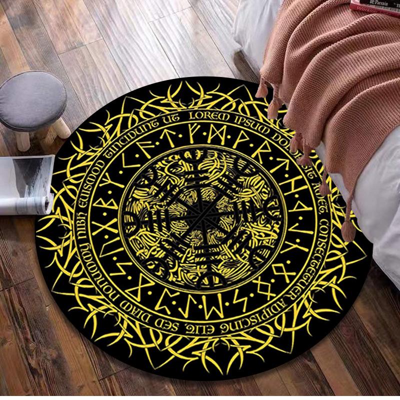 Valknut Celtic Knot Circular Rug Office Decorative Carpet For Living Room Bedroom Door Mat Floor Rug Computer Chair Area Rug